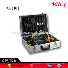High quality tool storage box , Portable aluminum tool box With Fold-down tool pallet and Adjustable Compartments Inside